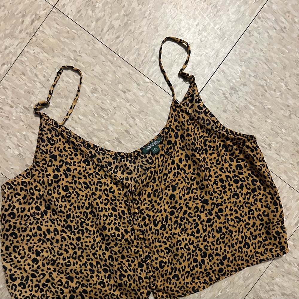 wild fable Leopard Print Button-Front Cami in Tan and Black